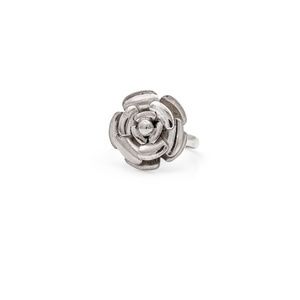 Large Silver 3D Dimensional Rose Flower Ring
